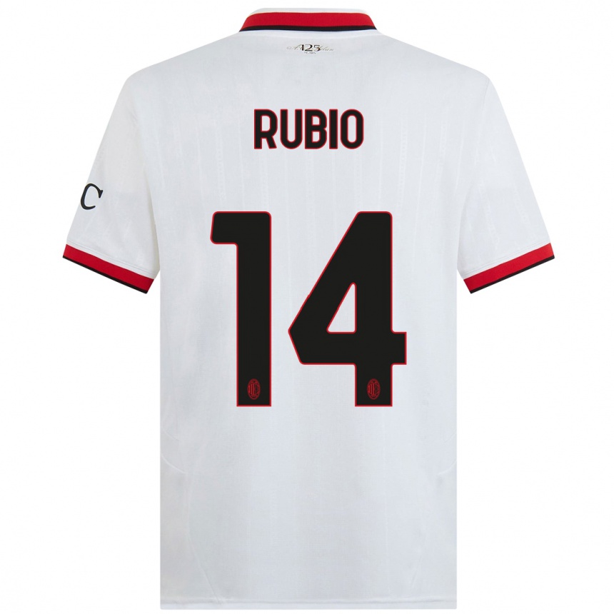 Kids Football Silvia Rubio #14 White Black Red Away Jersey 2024/25 T-Shirt Canada