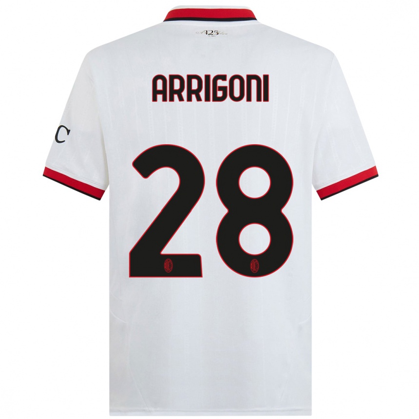 Kids Football Giorgia Arrigoni #28 White Black Red Away Jersey 2024/25 T-Shirt Canada