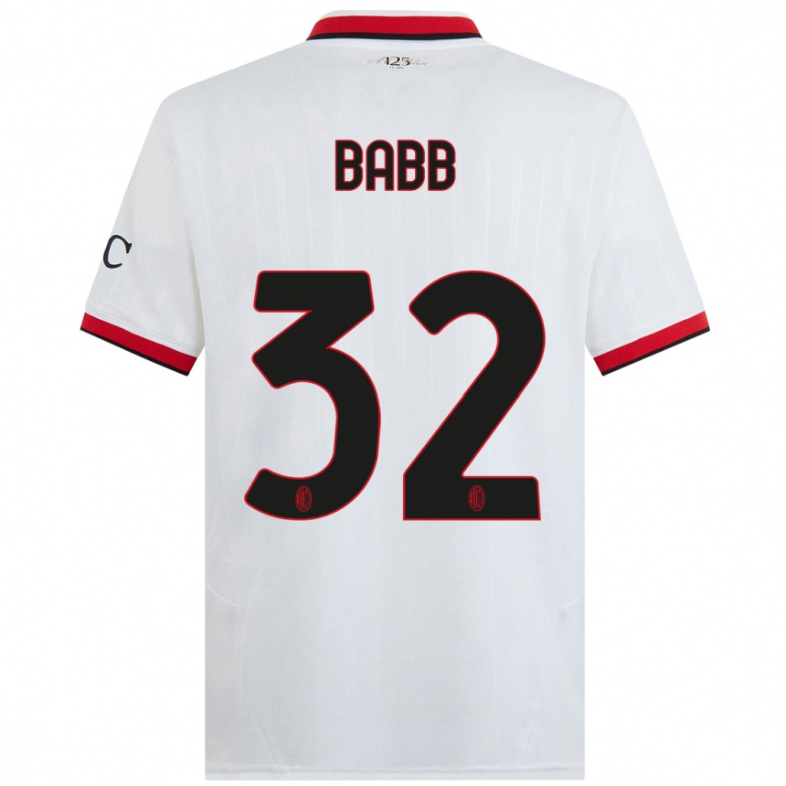 Kids Football Selena Delia Babb #32 White Black Red Away Jersey 2024/25 T-Shirt Canada