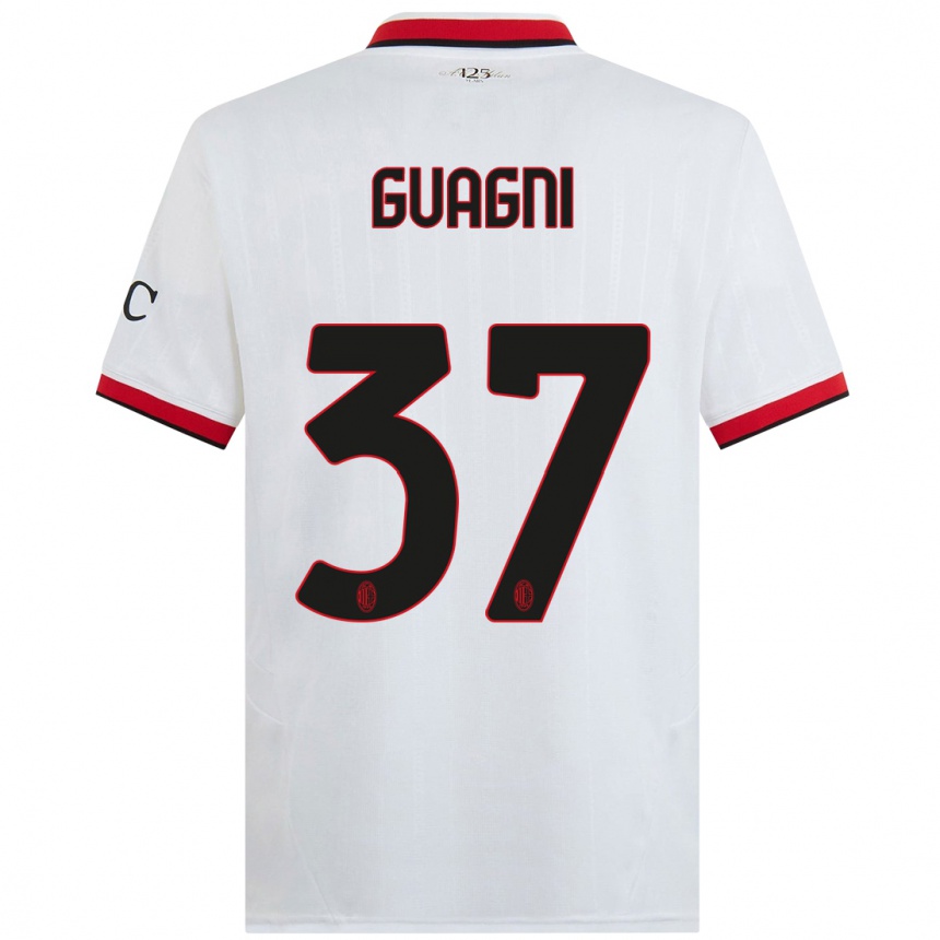 Kids Football Alia Guagni #37 White Black Red Away Jersey 2024/25 T-Shirt Canada