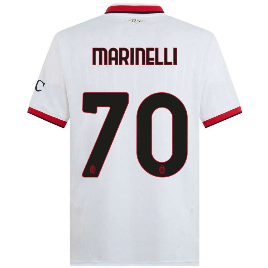 Kids Football Gloria Marinelli #70 White Black Red Away Jersey 2024/25 T-Shirt Canada