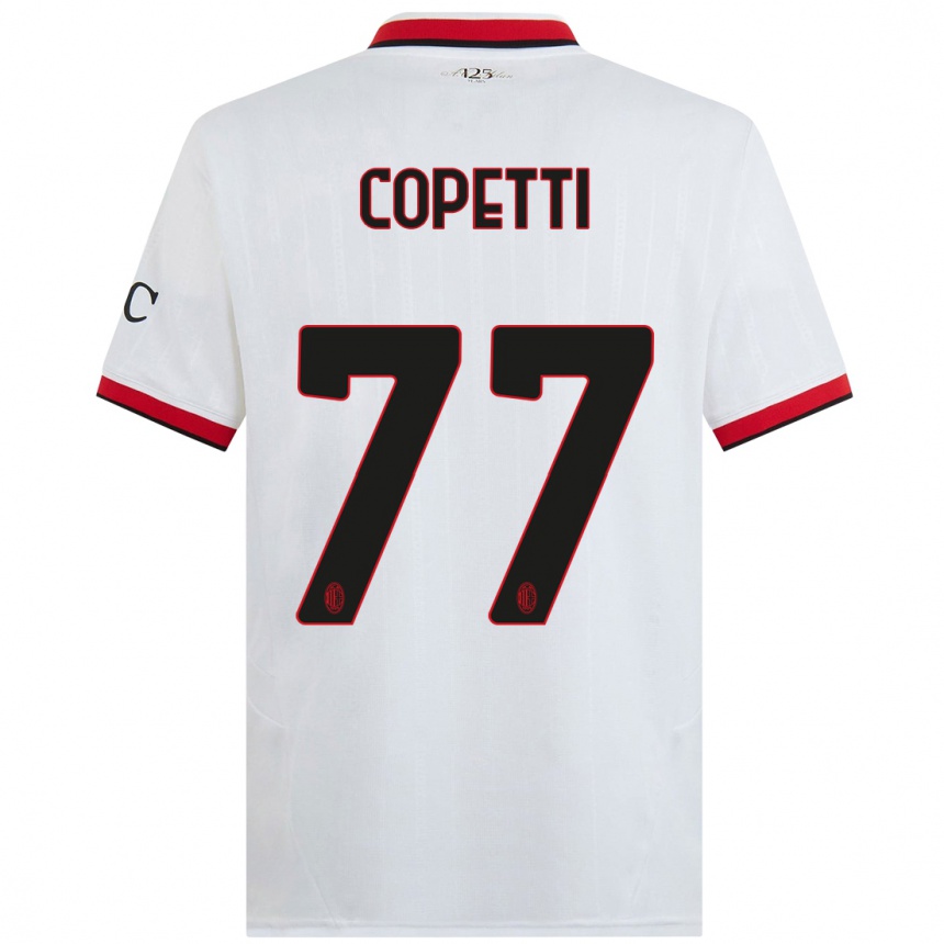 Kids Football Matilde Copetti #77 White Black Red Away Jersey 2024/25 T-Shirt Canada