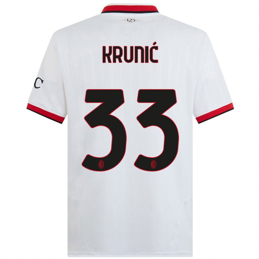 Kids Football Rade Krunic #33 White Black Red Away Jersey 2024/25 T-Shirt Canada