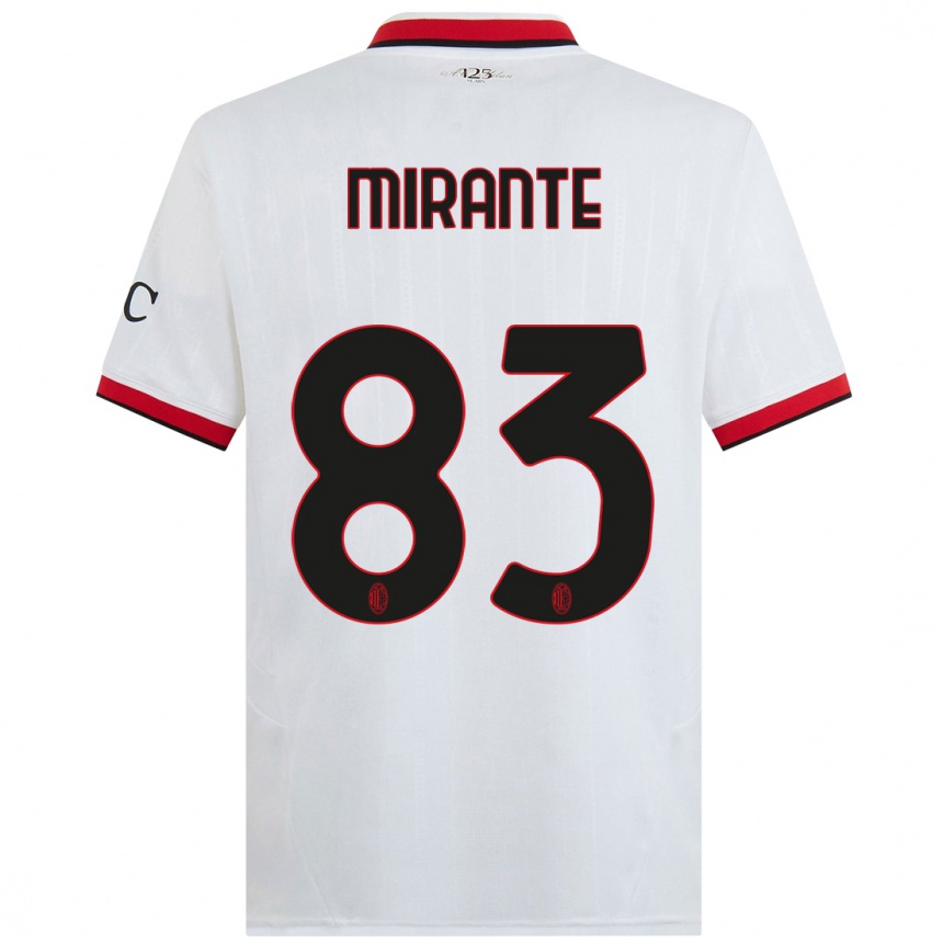 Kids Football Antonio Mirante #83 White Black Red Away Jersey 2024/25 T-Shirt Canada