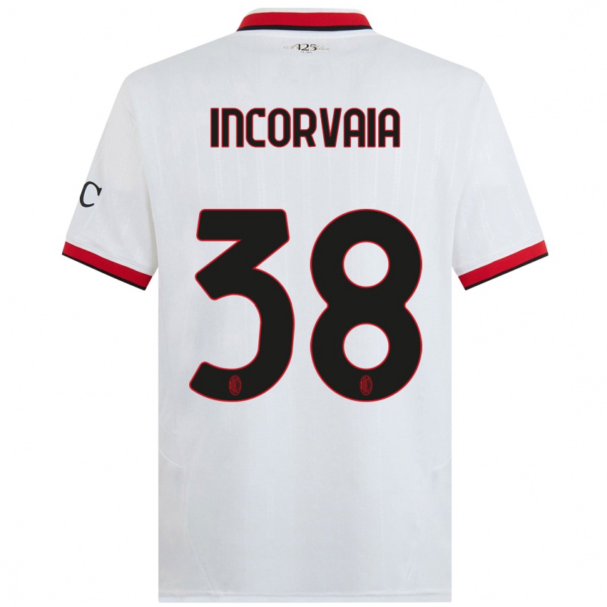 Enfant Football Maillot Giovanni Incorvaia #38 Blanc Noir Rouge Tenues Extérieur 2024/25 Canada