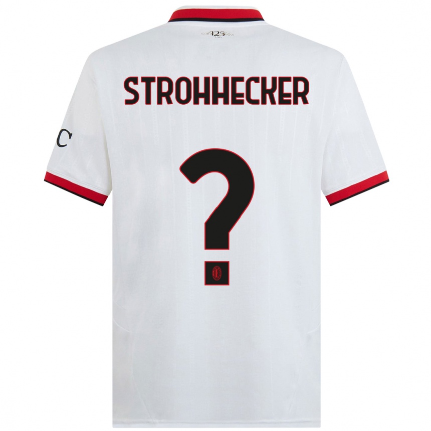 Kids Football Riccardo Strohhecker #0 White Black Red Away Jersey 2024/25 T-Shirt Canada