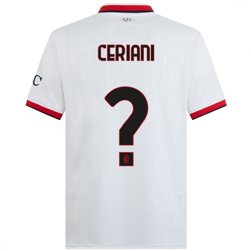 Kids Football Gabriele Ceriani #0 White Black Red Away Jersey 2024/25 T-Shirt Canada