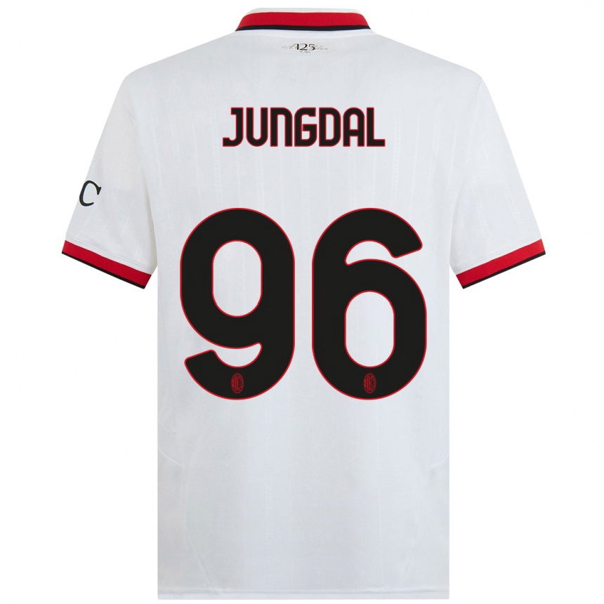 Enfant Football Maillot Andreas Jungdal #96 Blanc Noir Rouge Tenues Extérieur 2024/25 Canada