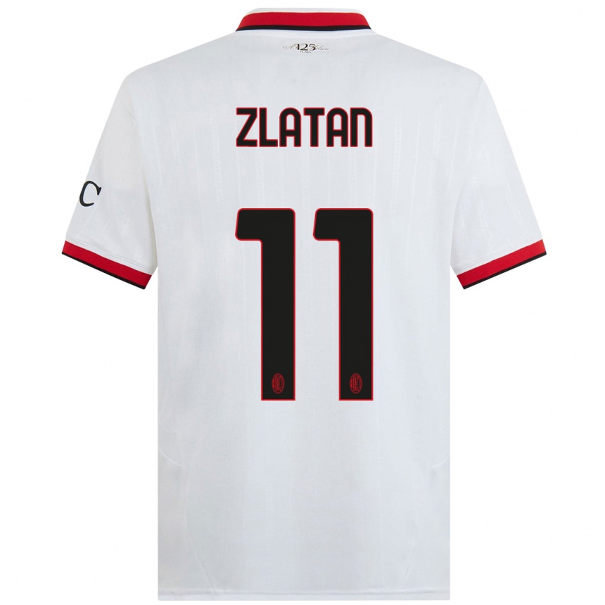 Enfant Football Maillot Zlatan Ibrahimovic #11 Blanc Noir Rouge Tenues Extérieur 2024/25 Canada