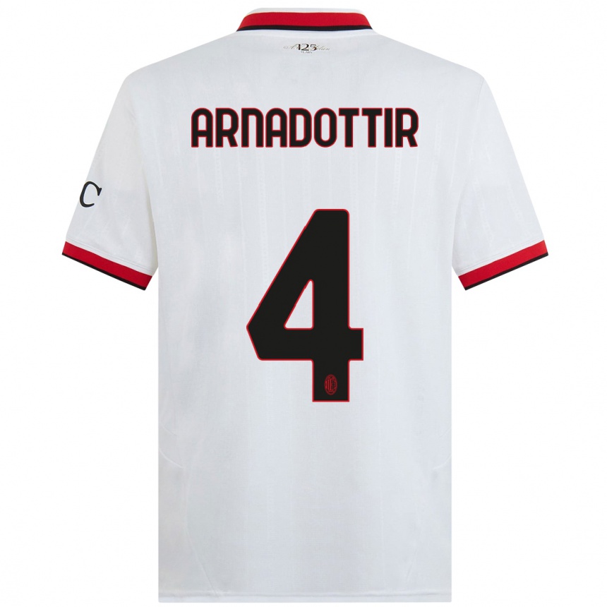 Enfant Football Maillot Guony Arnadottir #4 Blanc Noir Rouge Tenues Extérieur 2024/25 Canada