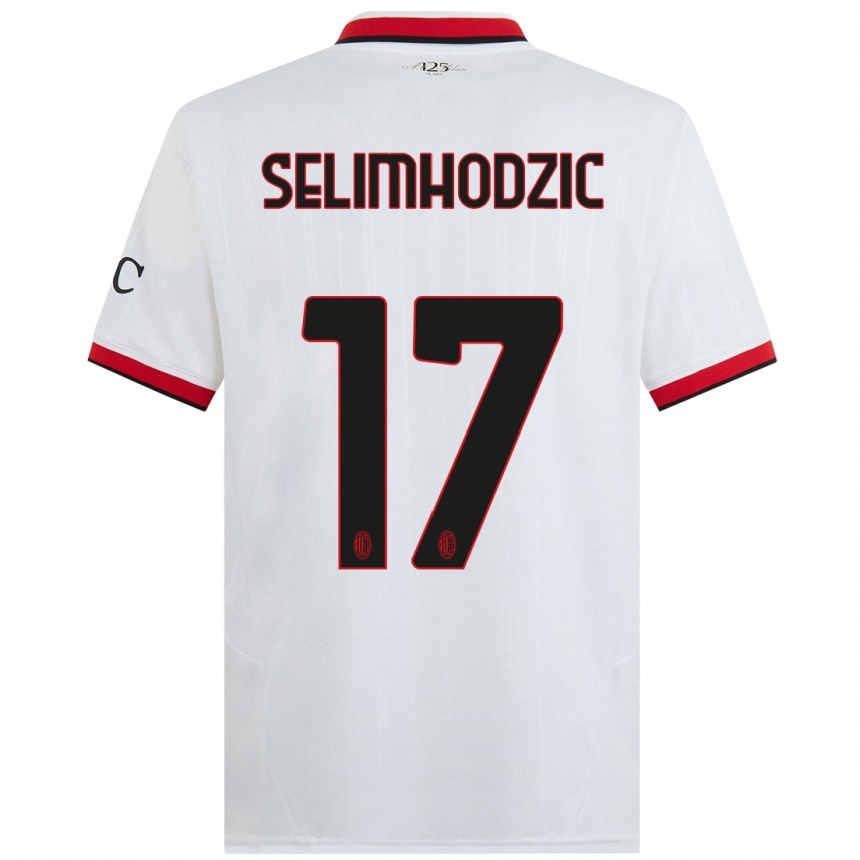 Kids Football Noa Selimhodzic #17 White Black Red Away Jersey 2024/25 T-Shirt Canada