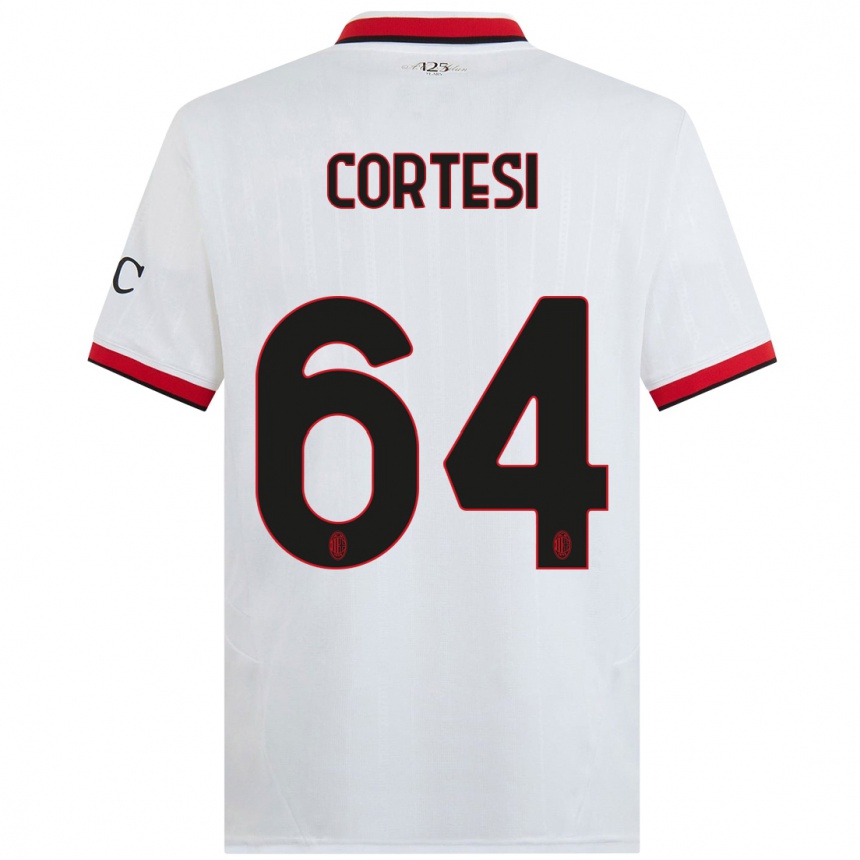 Kids Football Selena Cortesi #64 White Black Red Away Jersey 2024/25 T-Shirt Canada