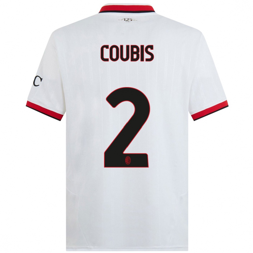 Kids Football Andrei Coubis #2 White Black Red Away Jersey 2024/25 T-Shirt Canada