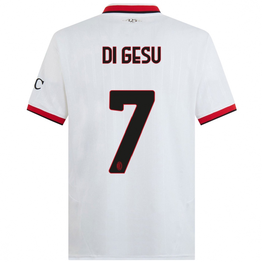 Kids Football Enrico Di Gesu #7 White Black Red Away Jersey 2024/25 T-Shirt Canada