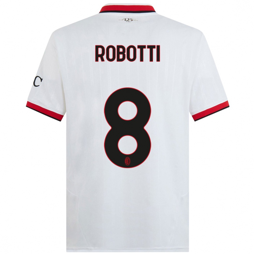 Kids Football Giovanni Robotti #8 White Black Red Away Jersey 2024/25 T-Shirt Canada