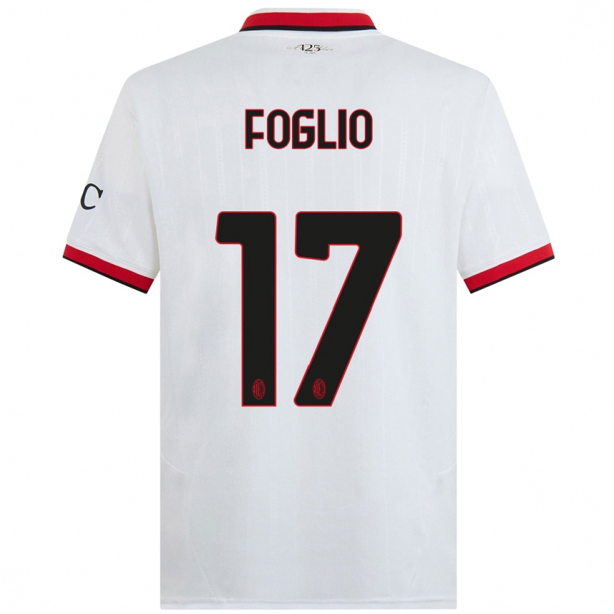 Kids Football Christian Foglio #17 White Black Red Away Jersey 2024/25 T-Shirt Canada