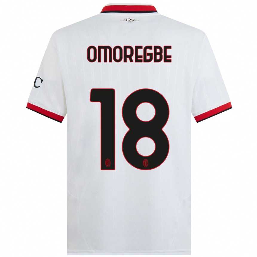 Kids Football Bob Murphy Omoregbe #18 White Black Red Away Jersey 2024/25 T-Shirt Canada