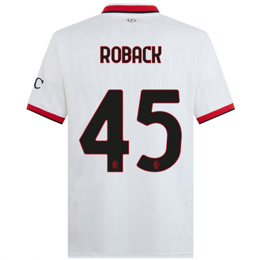 Enfant Football Maillot Emil Roback #45 Blanc Noir Rouge Tenues Extérieur 2024/25 Canada