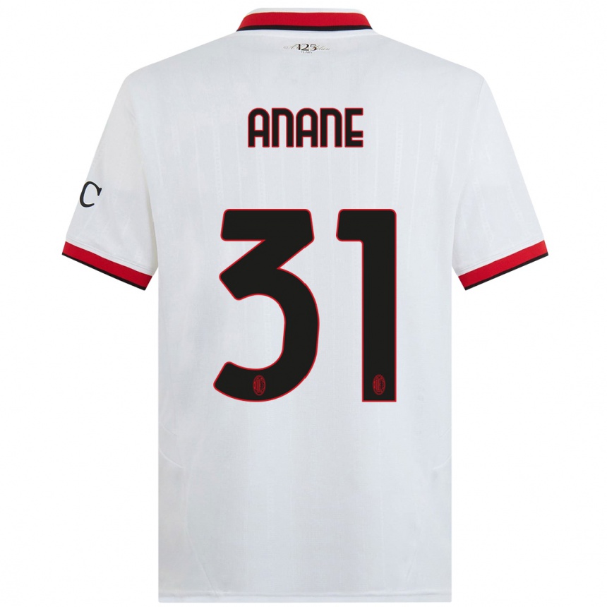 Kids Football Emmanuel Anane #31 White Black Red Away Jersey 2024/25 T-Shirt Canada