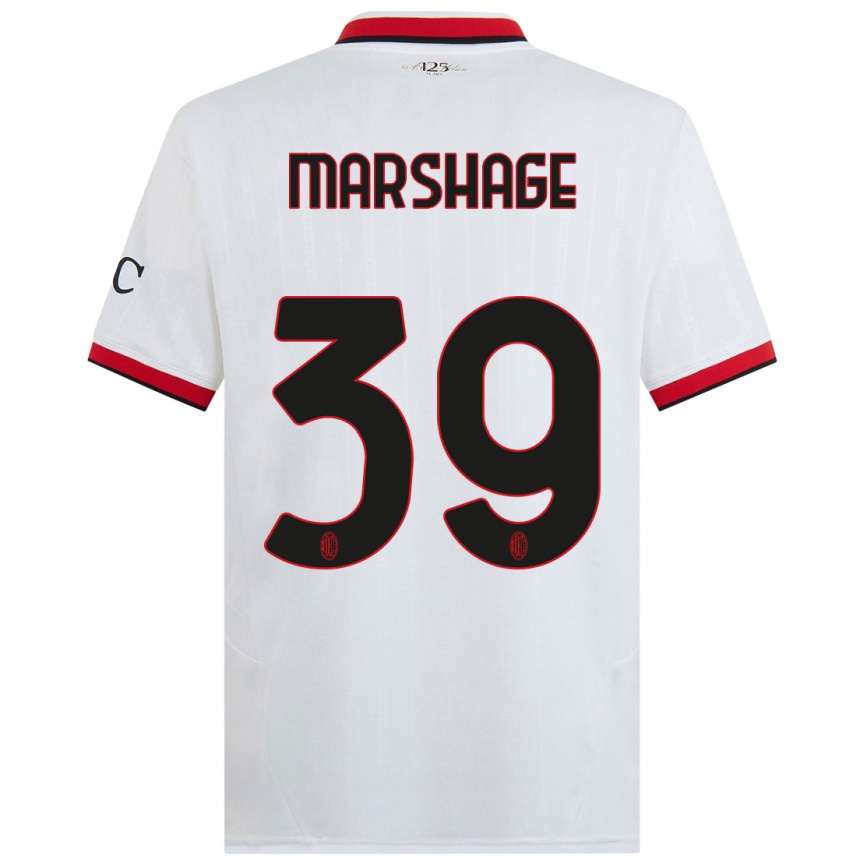 Kids Football Wilgot Marshage #39 White Black Red Away Jersey 2024/25 T-Shirt Canada