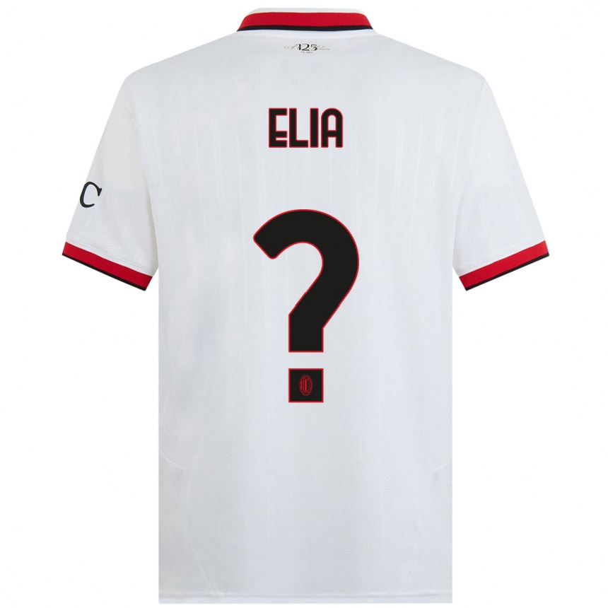 Kids Football Emanuele Elia #0 White Black Red Away Jersey 2024/25 T-Shirt Canada