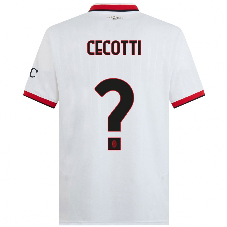 Enfant Football Maillot Tommaso Cecotti #0 Blanc Noir Rouge Tenues Extérieur 2024/25 Canada