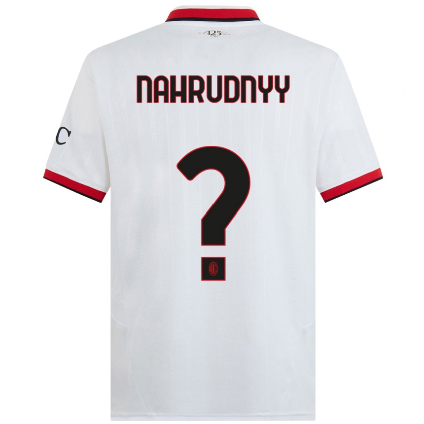 Kids Football Vladislav Nahrudnyy #0 White Black Red Away Jersey 2024/25 T-Shirt Canada