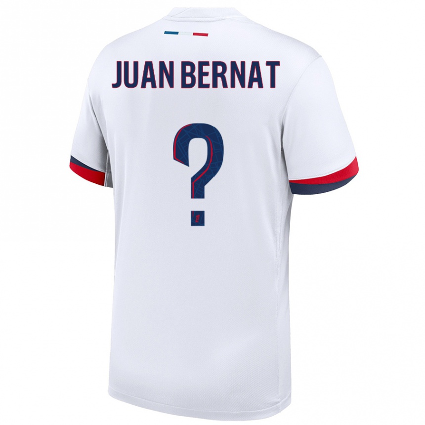 Kids Football Juan Bernat #0 White Blue Red Away Jersey 2024/25 T-Shirt Canada