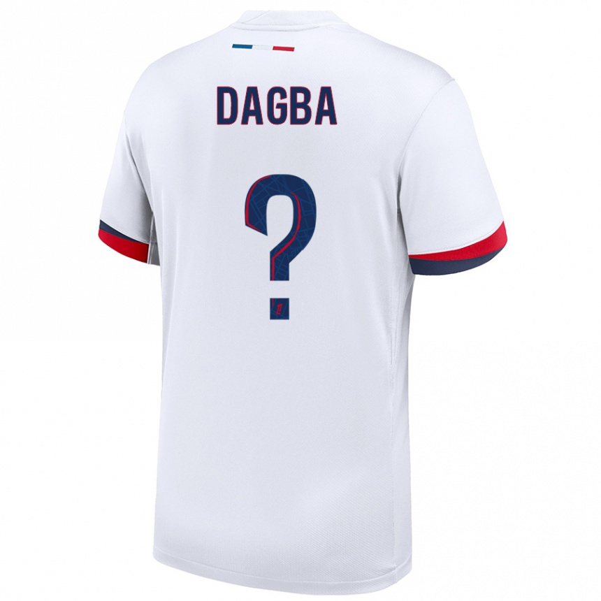 Kids Football Colin Dagba #0 White Blue Red Away Jersey 2024/25 T-Shirt Canada