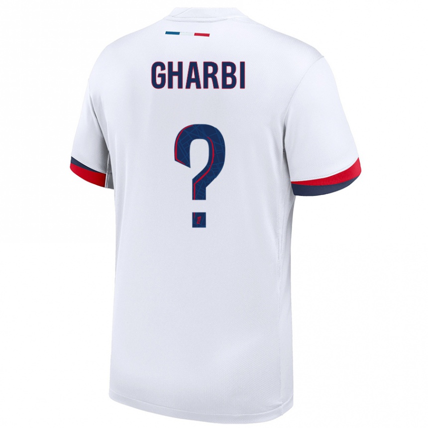 Kids Football Ismael Gharbi #0 White Blue Red Away Jersey 2024/25 T-Shirt Canada