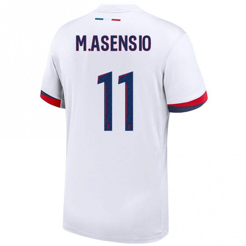 Kids Football Marco Asensio #11 White Blue Red Away Jersey 2024/25 T-Shirt Canada