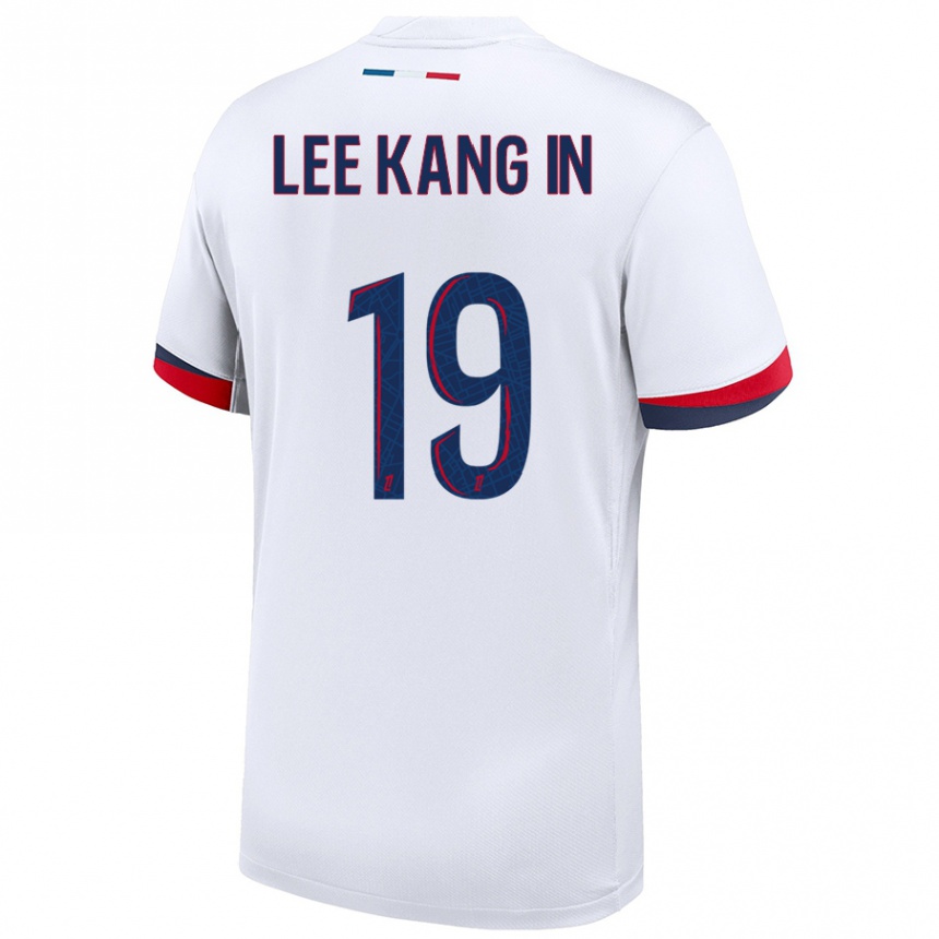 Kids Football Kang-In Lee #19 White Blue Red Away Jersey 2024/25 T-Shirt Canada