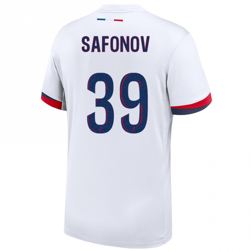 Kids Football Matvey Safonov #39 White Blue Red Away Jersey 2024/25 T-Shirt Canada