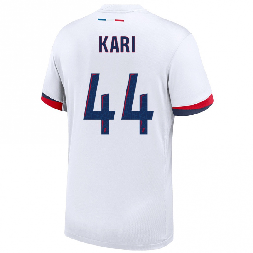 Enfant Football Maillot Ayman Kari #44 Blanc Bleu Rouge Tenues Extérieur 2024/25 Canada