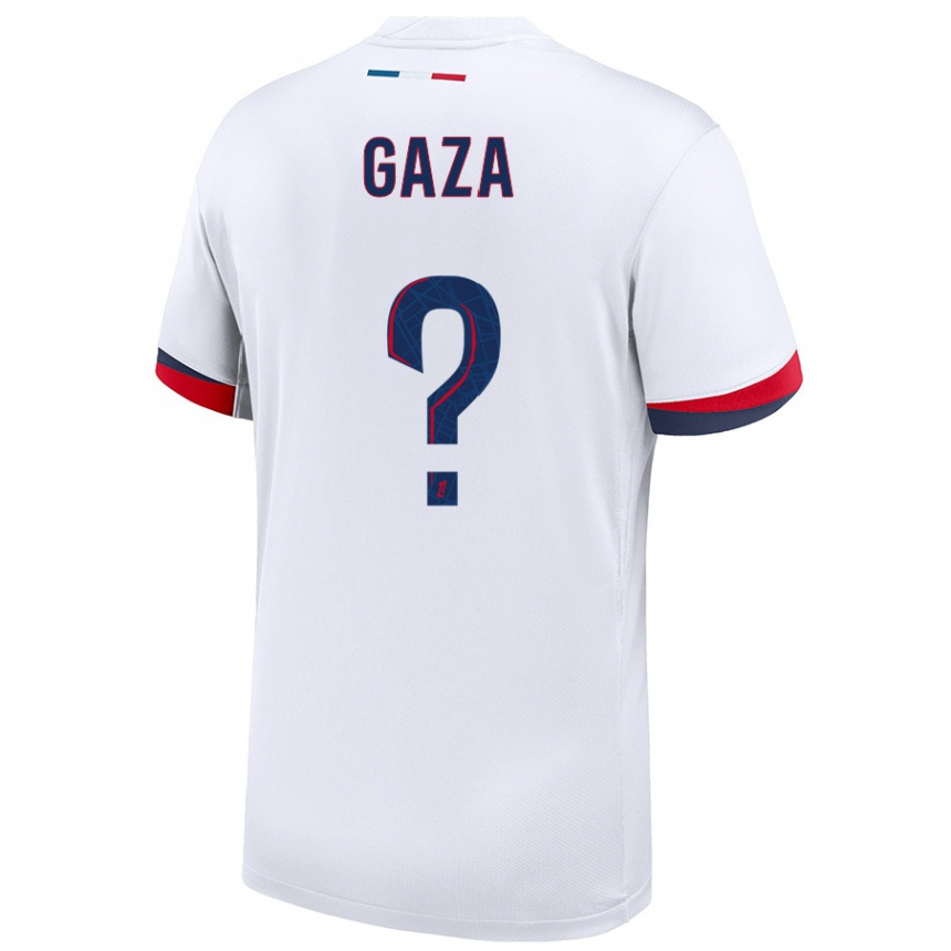 Kids Football Johnny Gaza #0 White Blue Red Away Jersey 2024/25 T-Shirt Canada