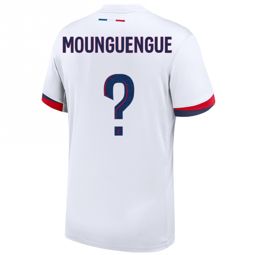 Kids Football Pierre Mounguengue #0 White Blue Red Away Jersey 2024/25 T-Shirt Canada