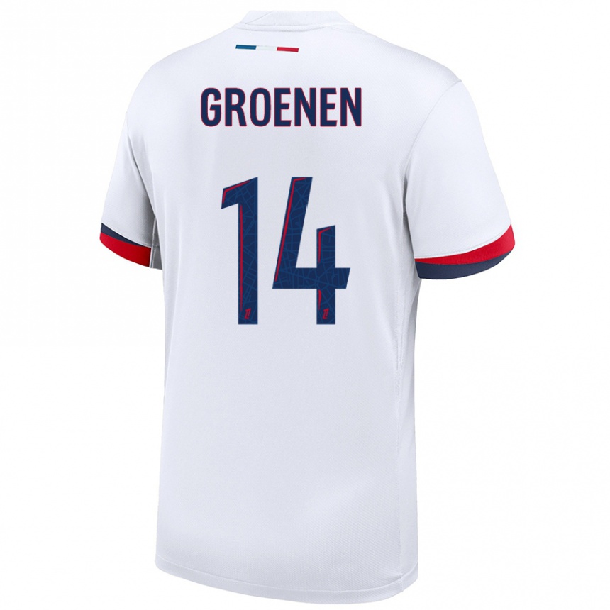 Kids Football Jackie Groenen #14 White Blue Red Away Jersey 2024/25 T-Shirt Canada