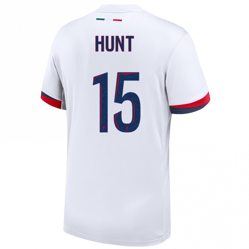 Kids Football Clare Hunt #15 White Blue Red Away Jersey 2024/25 T-Shirt Canada