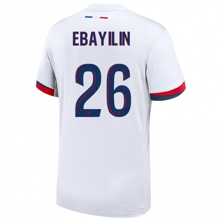 Kids Football Anaïs Ebayilin #26 White Blue Red Away Jersey 2024/25 T-Shirt Canada