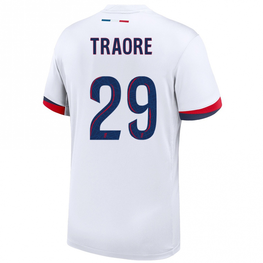 Kids Football Manssita Traoré #29 White Blue Red Away Jersey 2024/25 T-Shirt Canada