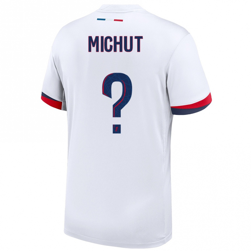 Kids Football Etienne Michut #0 White Blue Red Away Jersey 2024/25 T-Shirt Canada