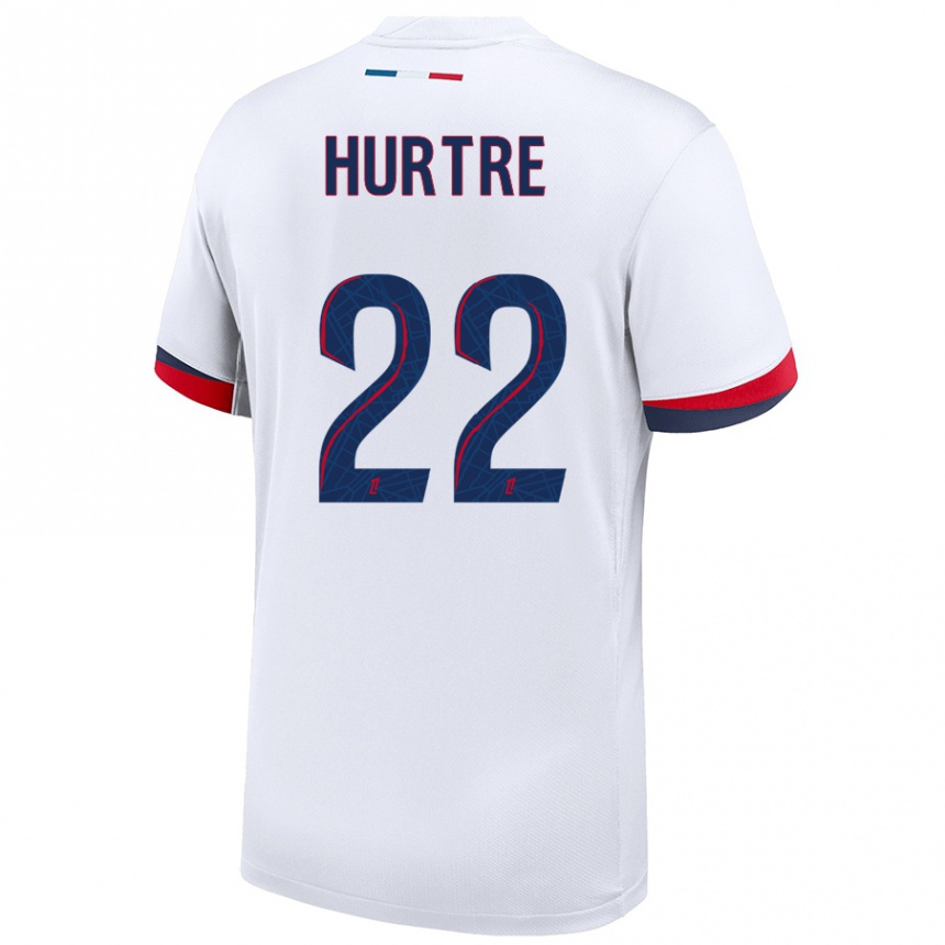 Kids Football Oceane Hurtre #22 White Blue Red Away Jersey 2024/25 T-Shirt Canada