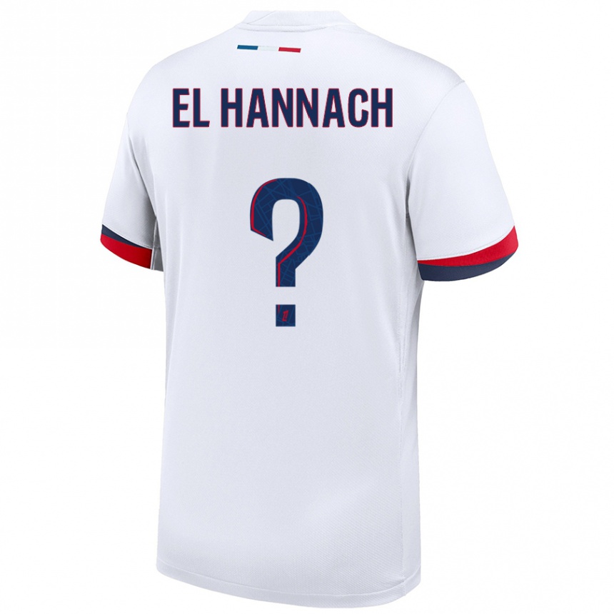 Kids Football Younes El Hannach #0 White Blue Red Away Jersey 2024/25 T-Shirt Canada