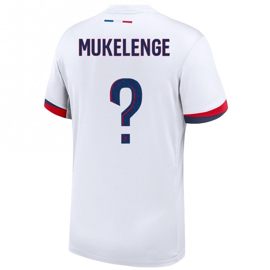 Enfant Football Maillot Christ Mukelenge #0 Blanc Bleu Rouge Tenues Extérieur 2024/25 Canada