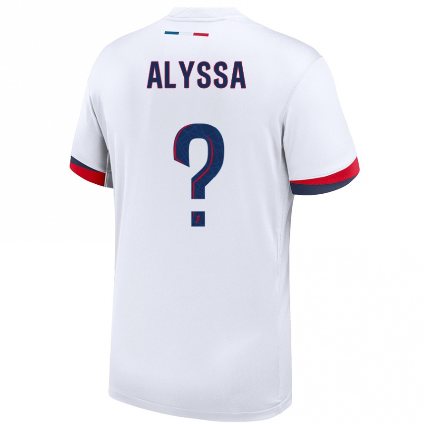 Kids Football Alyssa Fernandes #0 White Blue Red Away Jersey 2024/25 T-Shirt Canada