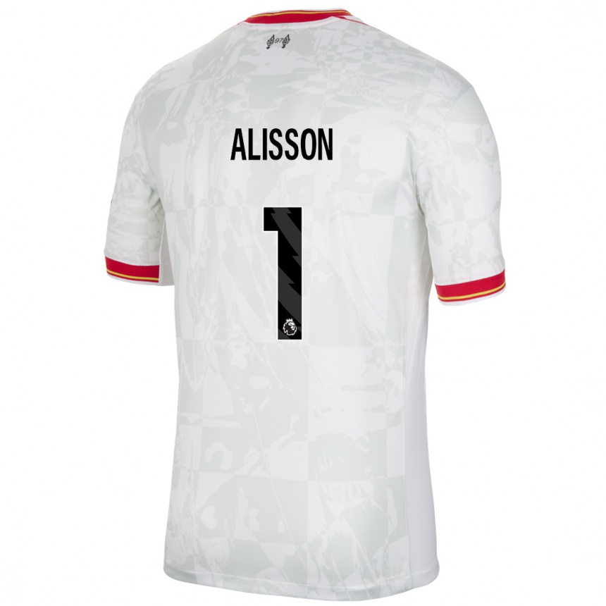 Kids Football Alisson #1 White Red Black Third Jersey 2024/25 T-Shirt Canada