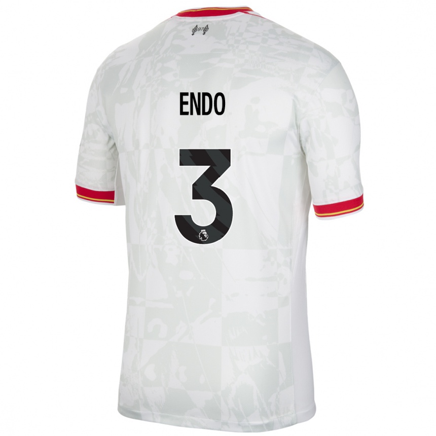 Kids Football Wataru Endo #3 White Red Black Third Jersey 2024/25 T-Shirt Canada