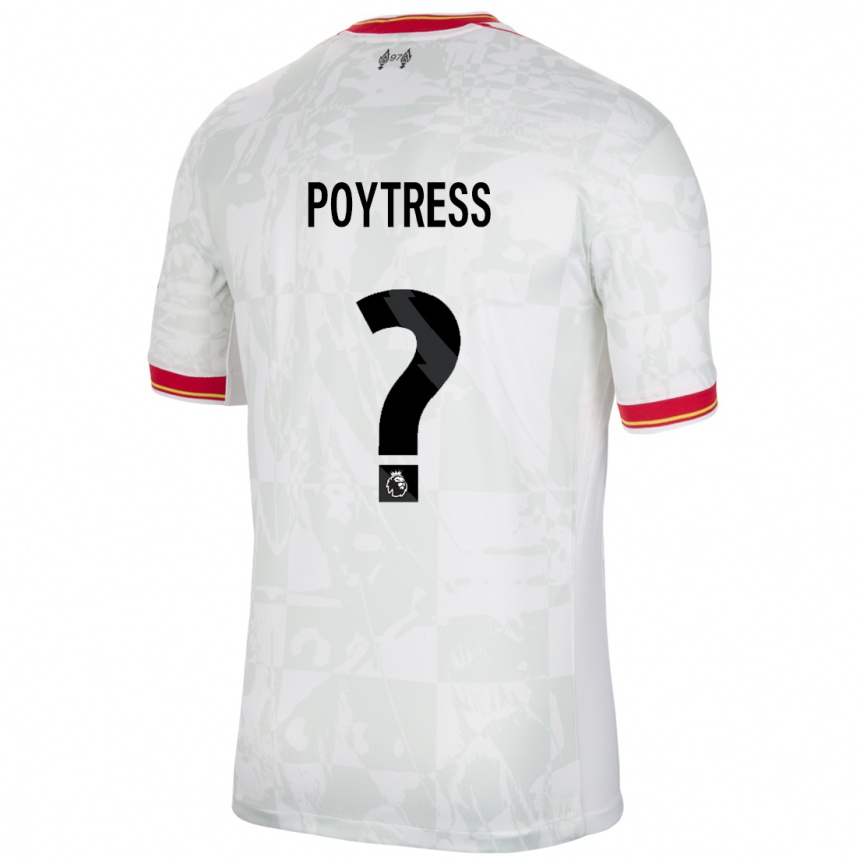 Kids Football Jacob Poytress #0 White Red Black Third Jersey 2024/25 T-Shirt Canada