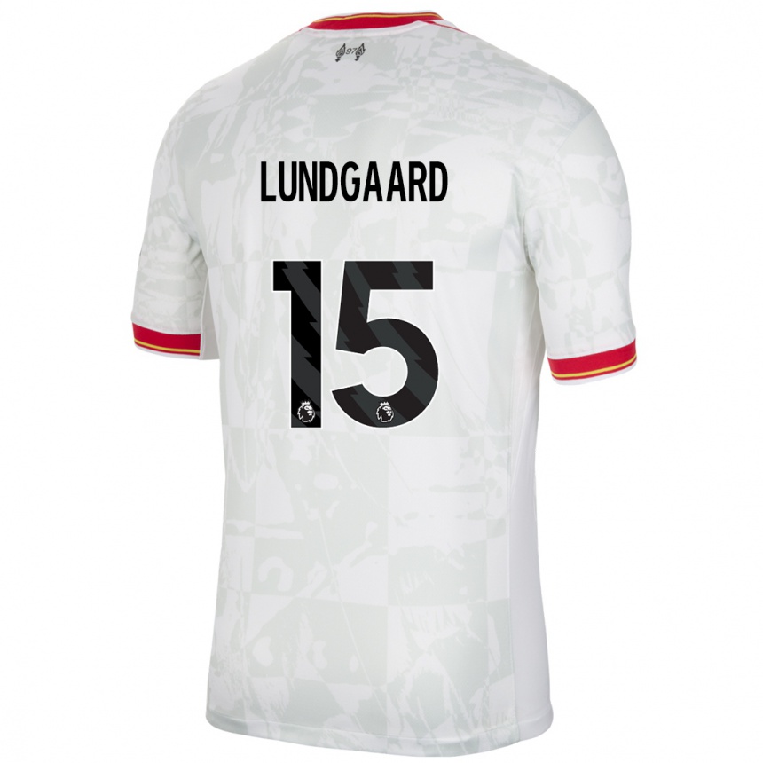 Kids Football Sofie Lundgaard #15 White Red Black Third Jersey 2024/25 T-Shirt Canada