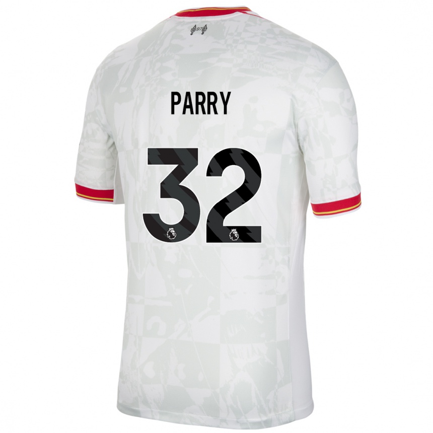 Kids Football Lucy Parry #32 White Red Black Third Jersey 2024/25 T-Shirt Canada